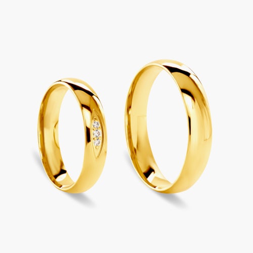 Obrączki ślubne: złote, półokrągłe, 4 mm